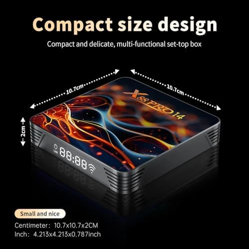 Android Box 14.0, 2GB RAM 16GB ROM, Quad-Core 64bit Cortex-A53 CPU, 10/100M Ethernet, 8K Support 2.4G/5.0GHz Dual WiFi... — Smart TV, ADDCOLOR