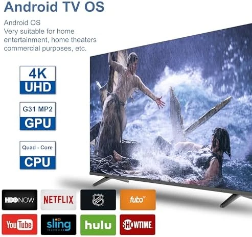Android TV Box 4K Ultra HD, 4GB RAM 32GB ROM — Smart TV, RINGREAT