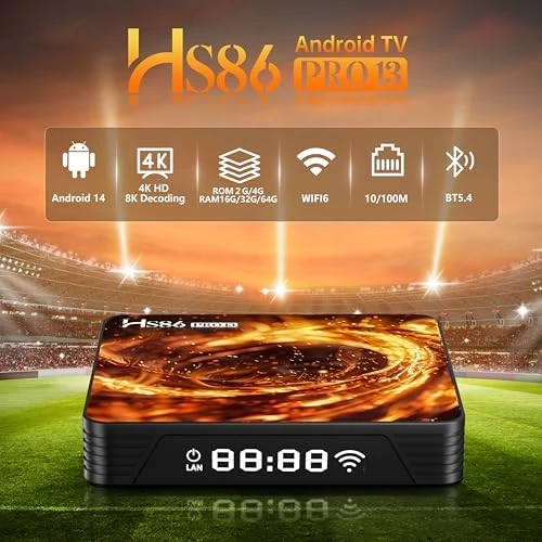 HS86 PRO13 TV Box — Smart TV, RUPA
