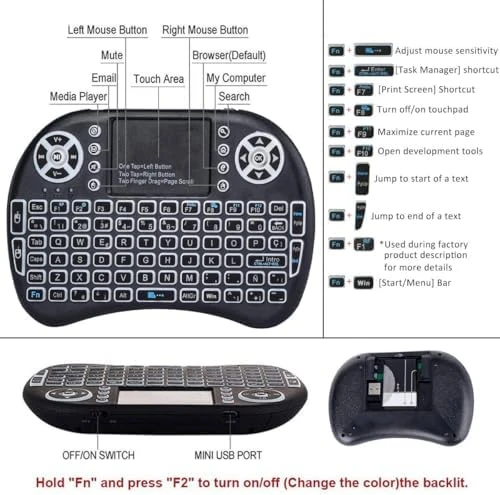 Mini Wireless Keyboard with Touchpad and Multimedia Keys — Bluetooth Keyboard, Sidiwen