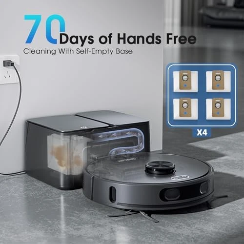 Robot Vacuum and Mop Combo, Self-Emptying with Smart Mapping — Robot Vacuum, SHELIKI