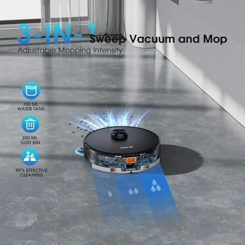 Robot Vacuum and Mop Combo, Self-Emptying with Smart Mapping — Robot Vacuum, SHELIKI