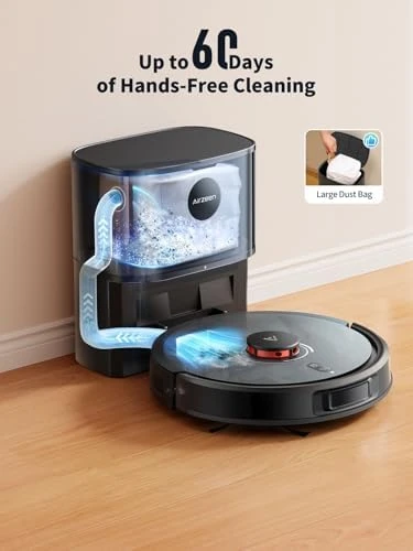 Robot Vacuum and Mop, Self-Emptying with 6000Pa Suction — Robot Vacuum, Airzeen