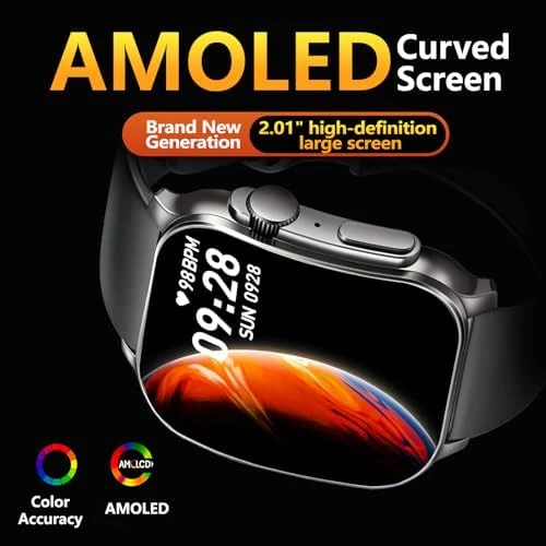 2.01" AMOLED Curved Touchscreen Fitness Watch — Smart Watch, Poounur