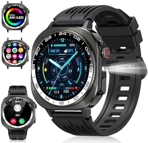 2026 AMOLED Fitness Smartwatch with LED Flashlight — Smart Watch, Soudorv