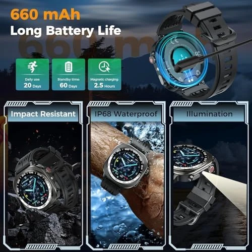2026 AMOLED Fitness Smartwatch with LED Flashlight — Smart Watch, Soudorv