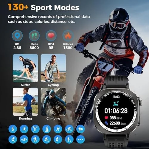 2026 AMOLED Fitness Smartwatch with LED Flashlight — Smart Watch, Soudorv