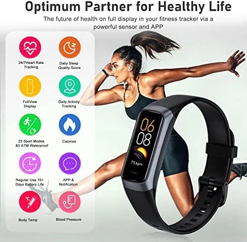 Fitness Tracker with 24/7 Heart Rate, Blood Oxygen, Blood Pressure, Sleep Monitor — Fitness Tracker, Zeacool