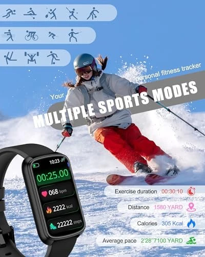 Fitness Tracker with Health Monitoring and IP68 Waterproof — Smart Watch, QVEQ