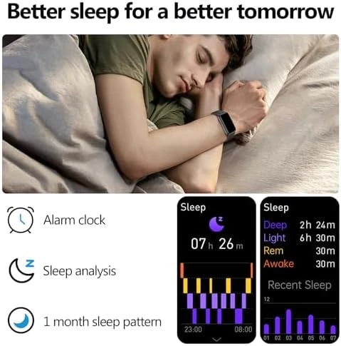 Fitness Tracker with Heart Rate, Sleep Monitor, 100+ Sports Modes — Fitness Tracker, MOLOURK