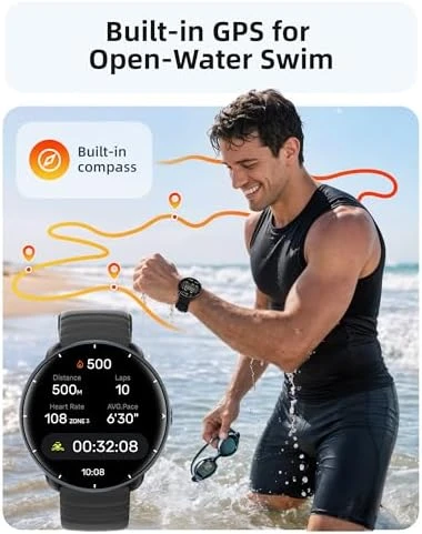 Smart Watch for Swimming, 5ATM Waterproof, GPS, AMOLED — Fitness Tracker, Parsonver
