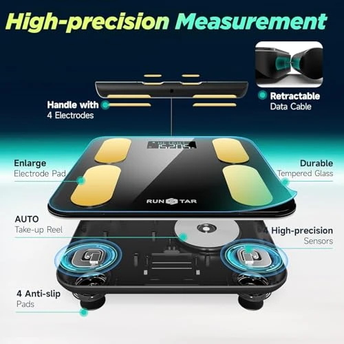 Scale for Body Weight and Fat, BMI Muscle Mass to 28 Body Composition with Voice Prompt — Smart Scale, runstar