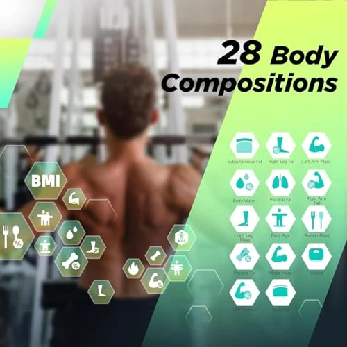 Scale for Body Weight and Fat, BMI Muscle Mass to 28 Body Composition with Voice Prompt — Smart Scale, runstar