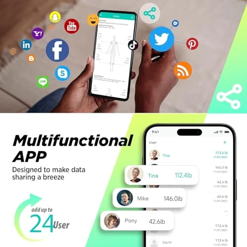 Scale for Body Weight and Fat, BMI Muscle Mass to 28 Body Composition with Voice Prompt — Smart Scale, runstar