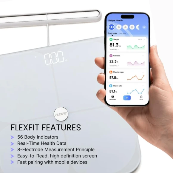 Scale for Body Weight and Fat Percentage — Smart Scale, FlexFit