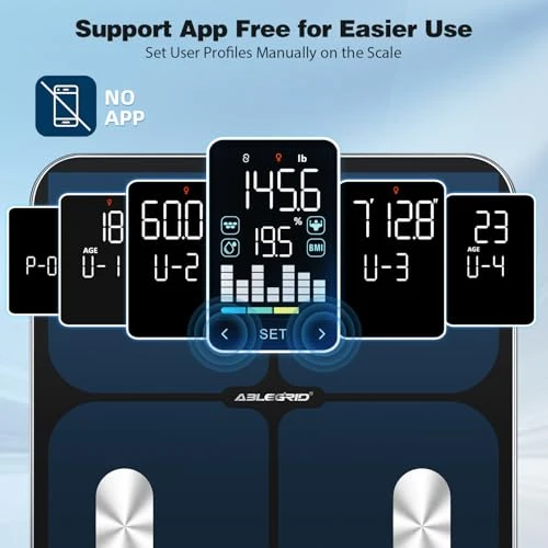Smart Bathroom Scale with LED Trend Display — Smart Scale, ABLEGRID
