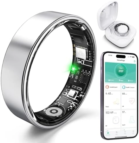 Smart Ring with Sleep Monitoring, Step Counting, Heart Rate, Blood Oxygen for iOS and Android, No Subscription Fee, IP68... — Smart Ring, Free Shark