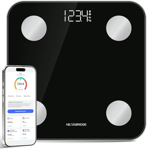 Smart Scale for Body Weight, BMI, Body Fat, Muscle Mass, 3.4" TFT Color Display Digital Bathroom Scale, 25 Body... — Smart Scale, NEXABRIDGE