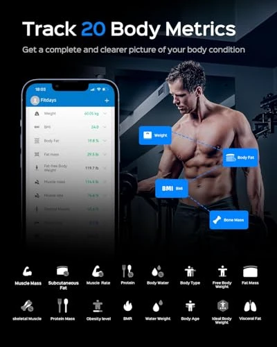 Smart Scale for Body Weight, Body Composition Scale with BMI, Body Fat, Muscle Mass, Digital Bathroom Scale with 7-in-1... — Smart Scale, Baudyttix