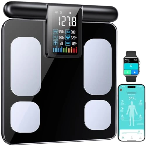 8-Electrode Smart Body Fat Scale with Handle, 28 Body Metrics, Segmental Measurements for Arms/Legs/Torso, Large... — Smart Scale, KUAIVO