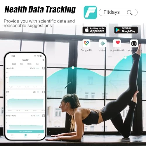 8-Electrode Smart Body Fat Scale with Handle, 28 Body Metrics, Segmental Measurements for Arms/Legs/Torso, Large... — Smart Scale, KUAIVO