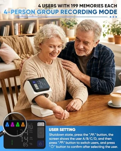 Automatic Blood Pressure Monitor Upper Arm, No-Wrap Auto-Fit Design, Large Display BP Machine with 4 Users 199 Readings... — Blood Pressure Monitor, Saker