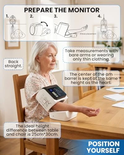 Automatic Blood Pressure Monitor Upper Arm, No-Wrap Auto-Fit Design, Large Display BP Machine with 4 Users 199 Readings... — Blood Pressure Monitor, Saker