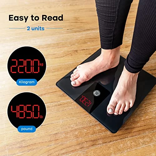 Bathroom Scale for Body Weight, Digital Weight Scale 500lb Heavy Duty Measuring Device for People Accurate BMI Weighing... — Smart Scale, GE