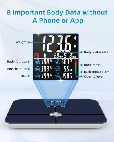 Body Fat Scale with BMI, Muscle Mass, Digital Bathroom Scale Body Composition Monitor, 14.2" Big Platform, No Need... — Smart Scale, Lepulse