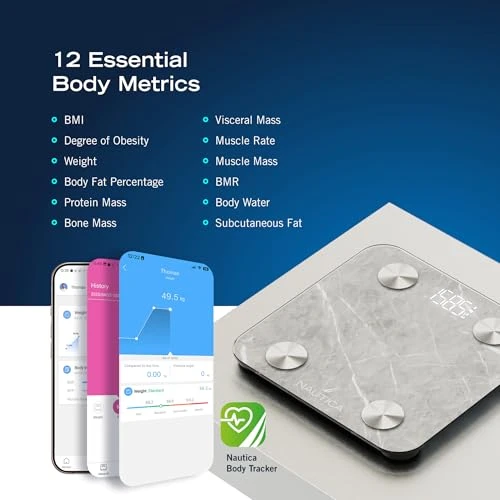 Body Tracker Digital Bathroom Scale — Smart Scale, Nautica