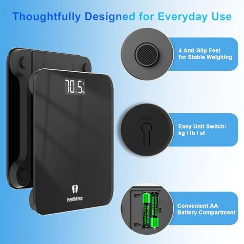 Digital Bathroom Scale for Body Weight — Smart Scale, Healthkeep