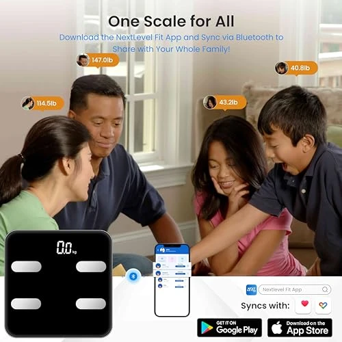 Digital Scale for Body Weight, Black BMI Scale with App Sync — Smart Scale, NEXTLEVEL FIT Store