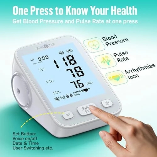 Upper Arm Blood Pressure Monitor with Wide Range Cuff — Blood Pressure Monitor, runstar