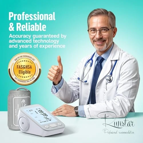 Upper Arm Blood Pressure Monitor with Wide Range Cuff — Blood Pressure Monitor, runstar