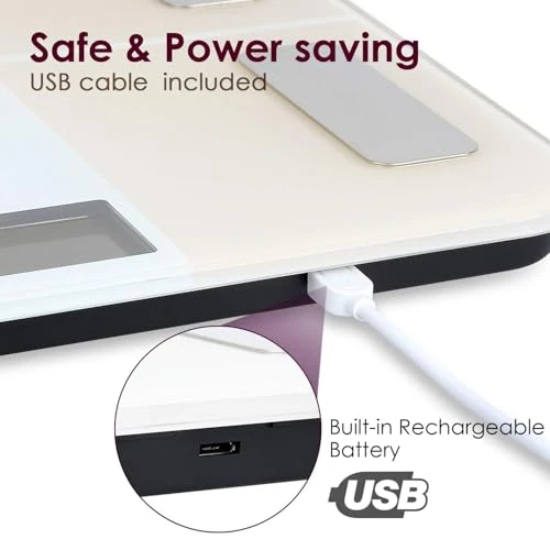 USB Rechargeable Bathroom Scale for Body Weight with Bluetooth — Smart Scale, himaly