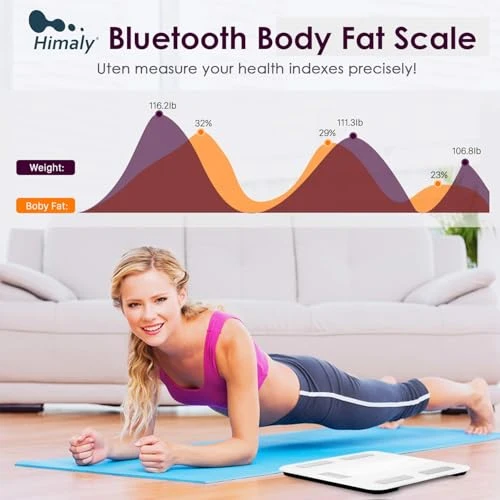 USB Rechargeable Bathroom Scale for Body Weight with Bluetooth — Smart Scale, himaly