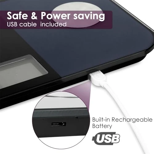 USB Rechargeable Bathroom Scale for Body Weight — Smart Scale, himaly