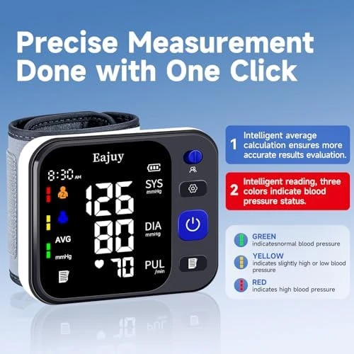 Automatic Digital Blood Pressure Cuff Wrist with Large Display — Blood Pressure Monitor, Eajuy