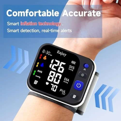 Automatic Digital Blood Pressure Cuff Wrist with Large Display — Blood Pressure Monitor, Eajuy