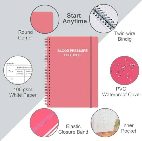 Blood Pressure Log Book with Heart Rate Reading — Blood Pressure Monitor, Visit the Heveboik Store