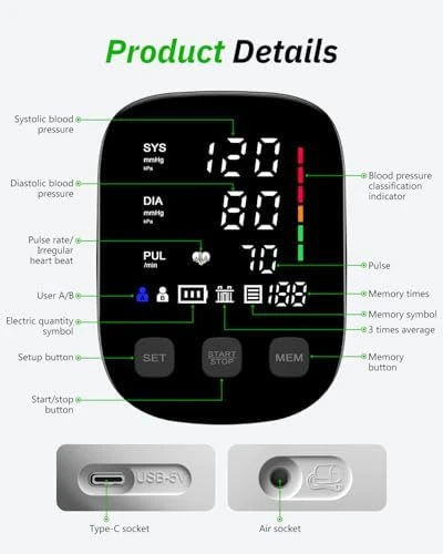 Blood Pressure Monitor Upper Arm - Large Cuff — Blood Pressure Monitor, HealthTree