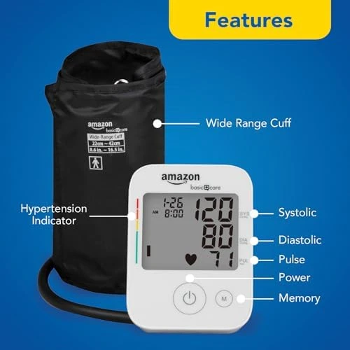 Blood Pressure Monitor, Wide Range Arm Cuff — Blood Pressure Monitor, Amazon Basic Care