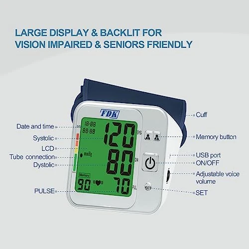 Blood Pressure Monitor with Voice Control and Large Cuff — Blood Pressure Monitor, FDK