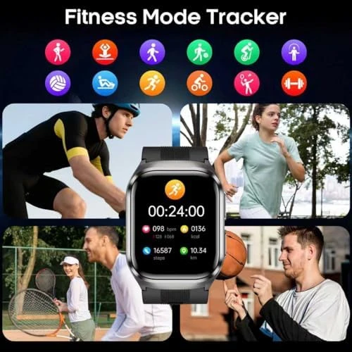 Blood Pressure Smart Watch, 2.06" AMOLED HD Large Screen, Voice Broadcast, Air Pump Air Bag, Bluetooth Call, 24/7 Health... — Blood Pressure Monitor, VOKOWOBO