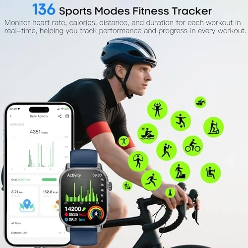 Smart Watch with 2.0" HD Display, Blood Pressure Oxygen Heart Rate Sleep Monitor, 136 Sports Modes, IP68 Waterproof... — Smart Watch, Yowow