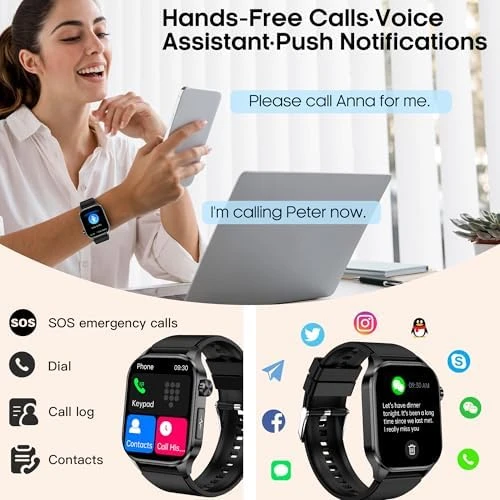 Smart Watch with Bluetooth Calls, Health Monitor & 150+ Sports Modes — Fitness Tracker, VOKOWOBO