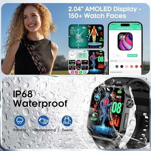 Smart Watch with Bluetooth Calls, Health Monitor & 150+ Sports Modes — Fitness Tracker, VOKOWOBO