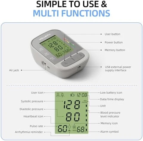 Upper Arm Blood Pressure Cuff, Blood Pressure Monitor for Kids & Adult, Small Cuff 7"-9", Medium/Large Cuff 9"-17",... — Blood Pressure Monitor, VOLUETH