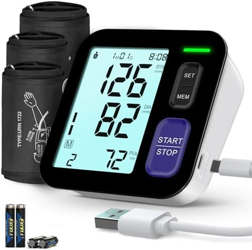 Upper Arm Blood Pressure Monitor with 3 Cuffs — Blood Pressure Monitor, AQESO