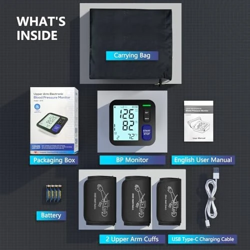 Upper Arm Blood Pressure Monitor with 3 Cuffs — Blood Pressure Monitor, AQESO